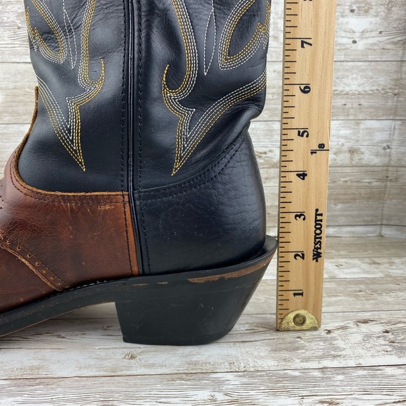 Durango Cowboy Black & Brown Pull On Leather Boots- Mens size 8.5 EE - Picture 12 of 17
